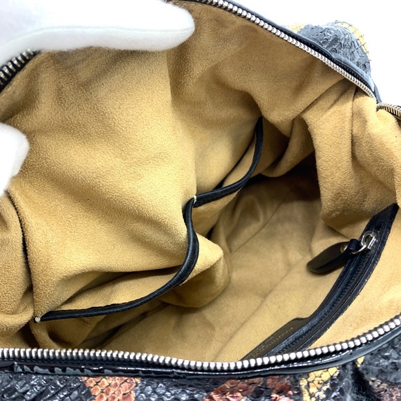 Pauric Sweeney Shiny Black Leather Python Hand Bag - Picture 8 of 12